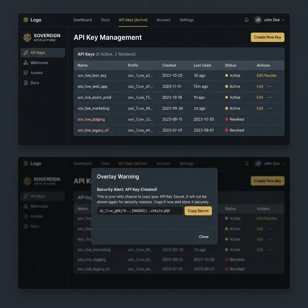 API Key Management UI